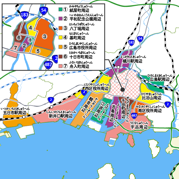 広島市南部の地図