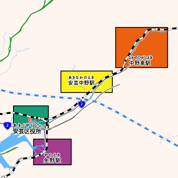 広島市東部の地図
