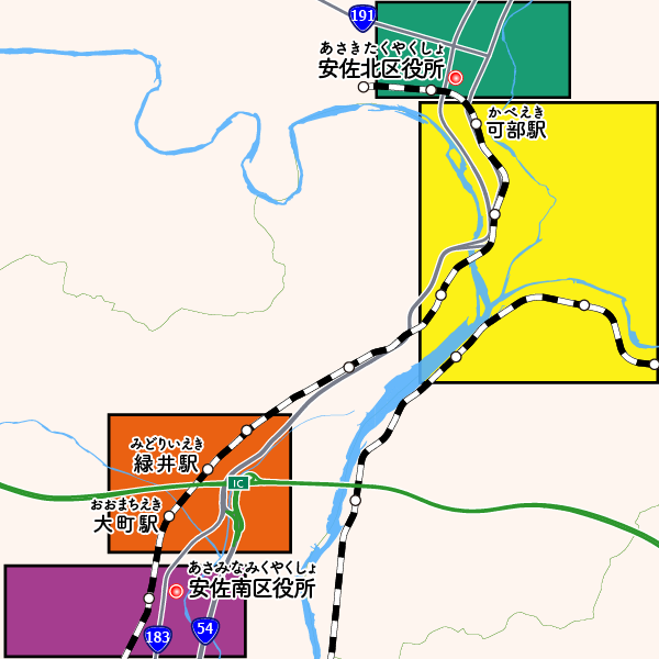 広島市北部の地図