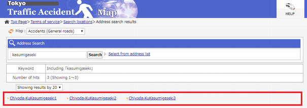 Search results by address