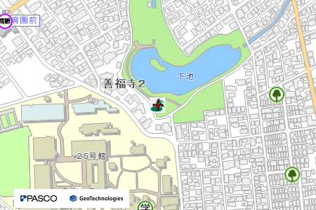 地図：善福寺公園・東京女子大学一帯（広域避難場所）