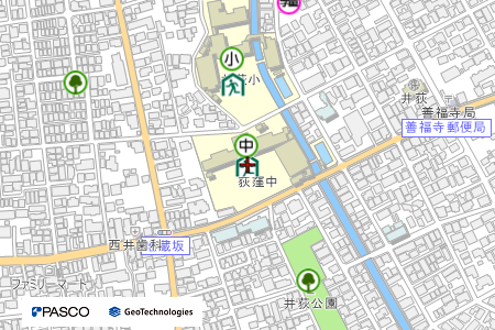 地図：荻窪中学校（震災救援所）
