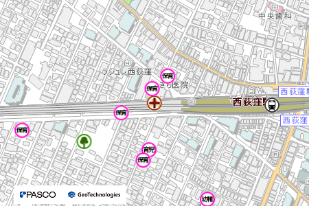 地図：西荻窪西自転車駐車場