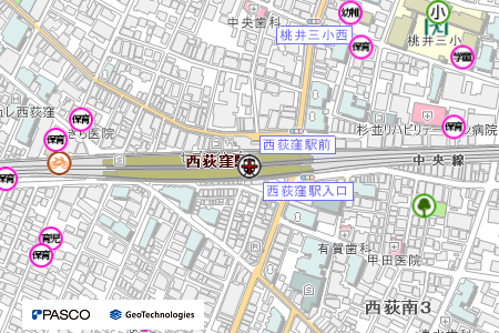 地図：JR中央線西荻窪駅
