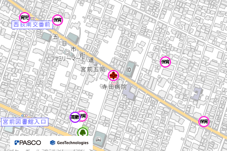 地図：寺田病院（救急医療機関）