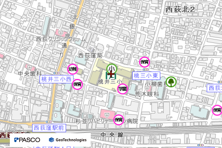 地図：桃井第三小学校（震災救援所）
