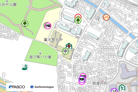 地図：富士見丘中学校（震災救援所）