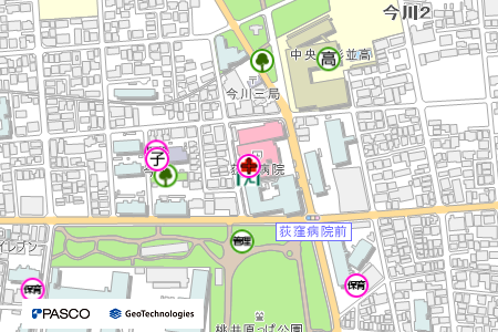地図：荻窪病院（二次救急医療機関）