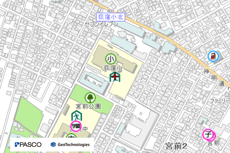 地図：荻窪小学校（震災救援所）