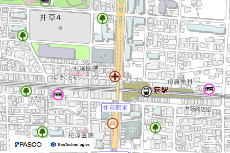 地図：井荻北地下自転車駐車場