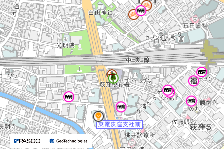 地図：荻窪南第二自転車駐車場