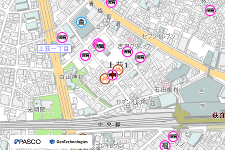 地図：アロハエンジェルナーサリー荻窪駅前園（A型）