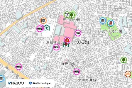 地図：東京衛生アドベンチスト病院（災害拠点連携病院）