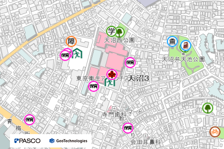 地図：東京衛生アドベンチスト病院（二次救急医療機関）