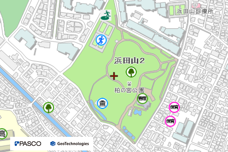 地図：柏の宮公園一帯（広域避難場所）