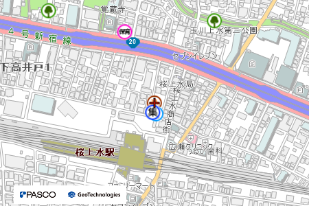 地図：桜上水北自転車駐車場