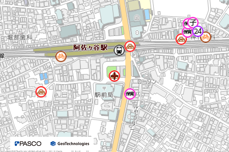 地図： JR阿佐ケ谷駅南口広場（土のうストッカー）