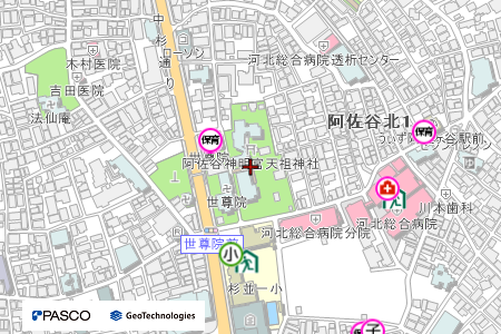 地図：阿佐ヶ谷神明宮周辺の地図