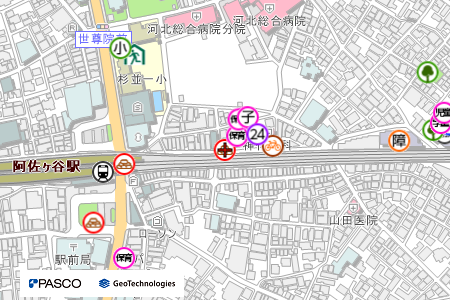 地図：阿佐ヶ谷東自転車駐車場前（土のうストッカー）