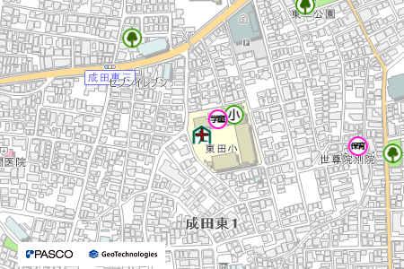 地図：東田小学校（震災救援所）
