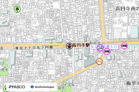 地図：東京メトロ丸ノ内線新高円寺駅