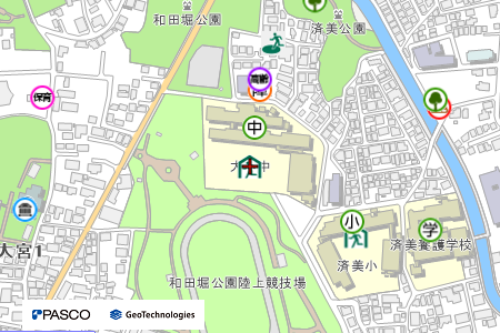 地図：大宮中学校（震災救援所）
