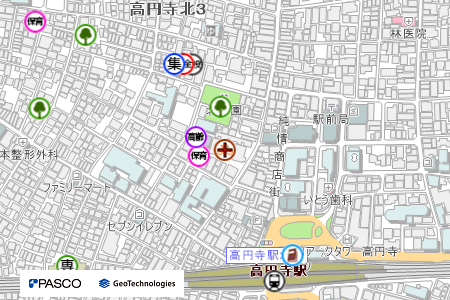 地図：高円寺北自転車駐車場