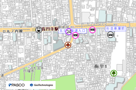 地図：新高円寺地下自転車駐車場