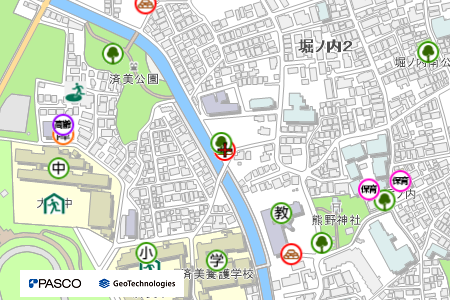地図：熊野橋児童遊園（土のうストッカー）