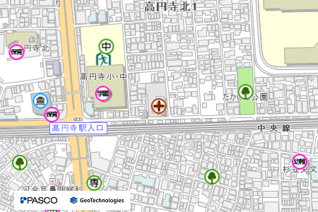 地図：高円寺自転車集積所