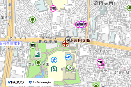 地図：東高円寺自転車駐車場（平成21年4月1日から、民営自転車駐車場として運営）