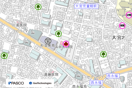 地図：浜田山病院（災害拠点連携病院）