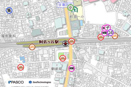 地図：JR中央線阿佐ケ谷駅