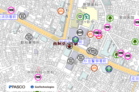 地図：東京メトロ丸ノ内線南阿佐ケ谷駅